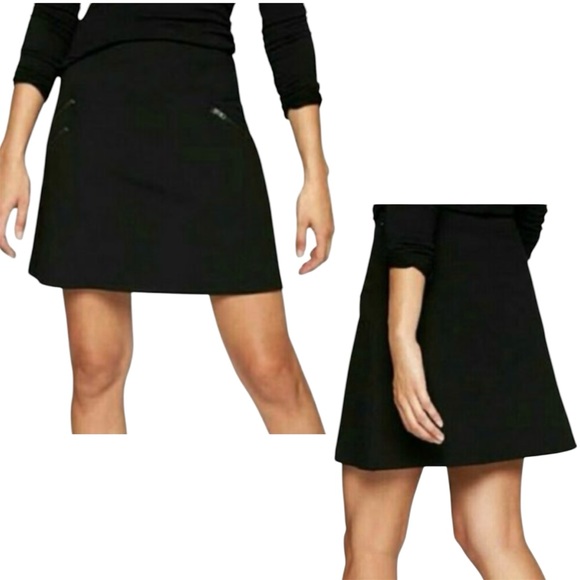 Athleta Womens A Line Skirt Size 2 Black Mini Pockets Zipper - Picture 1 of 11